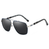 Lunettes de soleil tendance en métal à double pont, protection UV400, monture carrée, pour la conduite, la plage, les voyages, style rétro, pour hommes