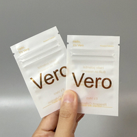 Sachets plats personnalisés imprimés, transparents avec estampage à chaud doré, scellés sur 3 côtés, avec fermeture éclair refermable, sacs d'emballage en plastique refermables