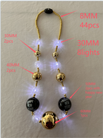 Collier Led clignotant de style populaire avec logo personnalisé Collier Jumbo Mardi Gras pour adulte Décorations de fête de bonne année avec de grosses perles