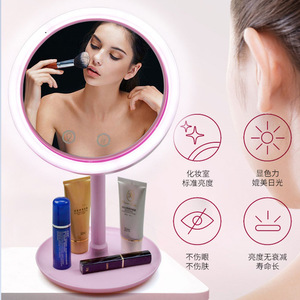 Poplor Cosmetic <b>Mirror</b> 5X Magnification Double Sided <b>Led</b> Lighted Desktop <b>Makeup</b> <b>Mirror</b> With Storage Base - Product Image 3