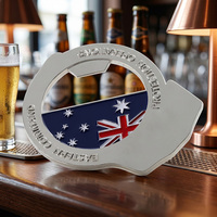 Décapsuleur de bière en alliage de zinc plaqué argent avec logo émaillé drapeau australien, personnalisé pour la cuisine et la collection de cadeaux