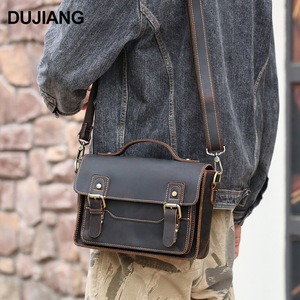 Bolso Bandolera de Cuero Crazy Horse Dujiang, Bolso Mensajero Cuadrado para Hombre, Duradero para Uso Diario, Primavera 2023 - Product Image 1