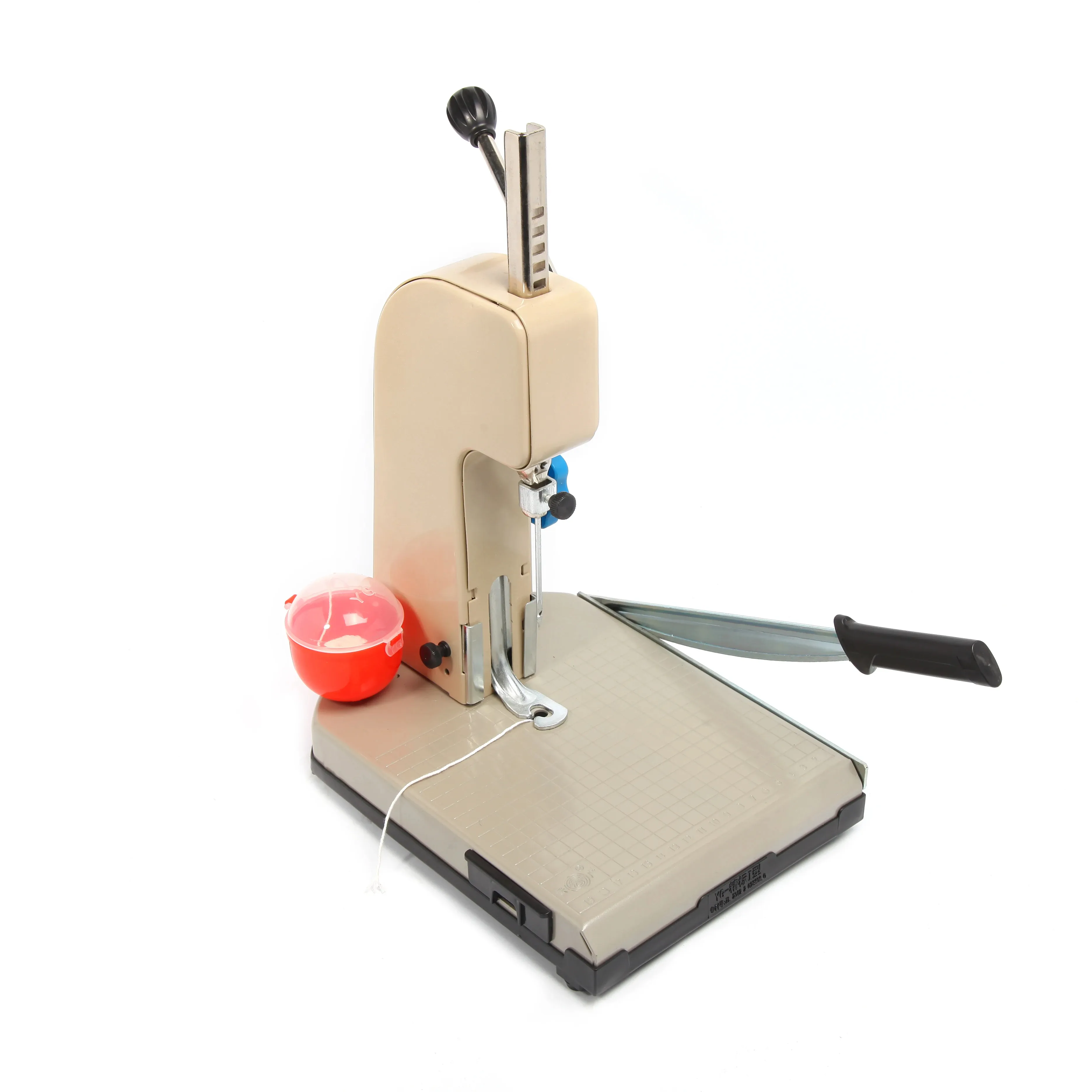 Thread Office Binding Machine Manual Adhesive Machine Beige Manual Key Punch Easy for Bind Perfect Binding Machine