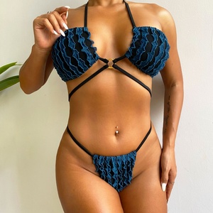Conjunto de Bikini de Lujo con Cuello en V para Mujer, Estampado Animal Personalizado, Traje de Baño de 2 Piezas, Servicio OEM Disponible - Product Image 3