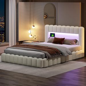 <span class=keywords><strong>Lit</strong></span> luxueux hydraulique à LED USB réglable, écologique et confortable, avec sommier à lattes et tête de <span class=keywords><strong>lit</strong></span> rembourrée en <span class=keywords><strong>lin</strong></span> pour adultes et adolescents - Product Image 5
