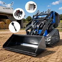 Chargeuse compacte certifiée EPA Euro 5 NIMBUS avec chenilles en caoutchouc et godet pour travaux agricoles, de jardinage et de cour