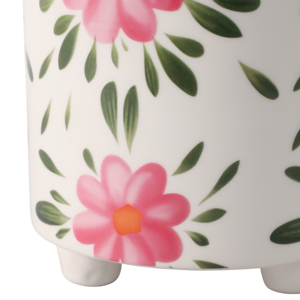 Pot de fleurs peint à la main avec des fleurs roses et des feuilles vertes pour la décoration intérieure et extérieure, salon, jardin. - Product Image 5