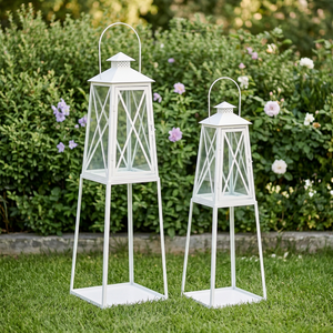 Wholesale Hot Selling Style Black Metal Candle Holder <b>Lanterns</b> with Stand for Outdoor Decorations - Product Image 2