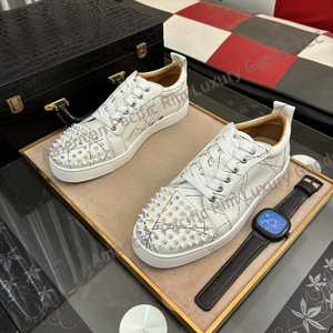 Men <b>White</b> Rivet Spike Printed Casual Sneakers Low Top <b>Lace</b> Up Leather Fashion Street Style Comfortable Non Slip Daily Walking Sh - Product Image 1