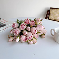 Bouquet de 12 roses en soie, fleurs artificielles haut de gamme, réalistes, pour événements vintage, décorations de lieux et aménagements floraux
