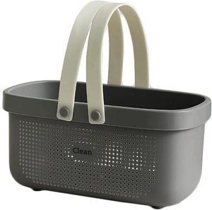 Portátil Duche Caddy Bath Basket Shampoo Armazenamento Banheiro Organizador Opp Bag Cestas De Armazenamento De Plástico Branco com Alças Abastecido