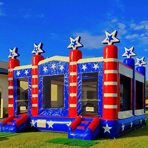 Alquiler de Casa Inflable Patriótica para Eventos, Diseño Rojo, Blanco y Azul con Estrellas y Luna, Ideal para el Festival del 4 de Julio - Product Image 4