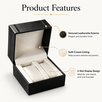 Boîte cadeau pour bracelet de montre en cuir PU avec doublure douce, étui de présentation de bijoux à 2 emplacements, 7 couleurs