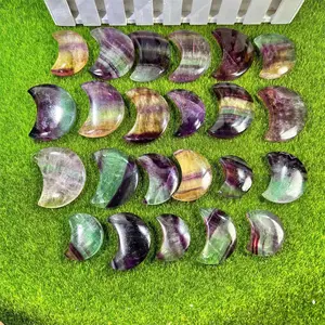 Wholesale Crystals Stones Natural Fluorite Moon Beautiful Pattern For Crystal Healing Stone