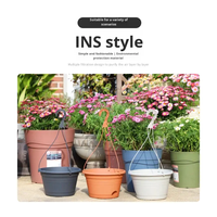 Pot de fleurs suspendu en PP, résistant à la corrosion, couleur foncée, style nordique, avec plateau d'arrosage, idéal pour balcon et jardin, directement de l'usine
