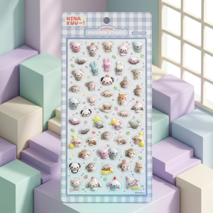 [HinaKuu] 3D Waterproof UV Printed Cartoon Pattern Popcorn Stickers Korean Character Kids Stationery Cute Kawaii Diary - Product Image 2
