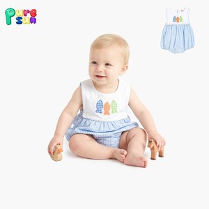 Puresun Popüler Yengeç Aplikeli Erkek Bebek Tulumu Tek Parça Kolsuz Çocuk Bodysi Özel Tasarım Pamuklu Bebek Romperi - Product Image 2