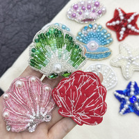 Appliques en perles de coquillages étoilées 3D faites à la main, perles de cristal pour la décoration de robes de mariée