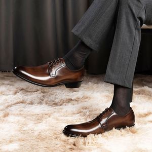 New 2025 Leather Shoes for Men - Genuine Cowhide Business Formal Leather Handmade Dress Shoes - Product Image 3