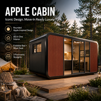 Capsule spatiale préfabriquée Apple Cabin, approvisionnement en gros, 3 puits de lumière, lit dissimulé, bureau, espace de vie, pod de glamping