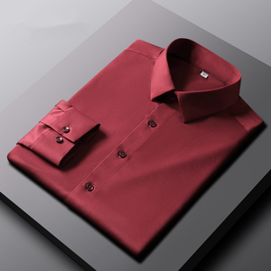 Pink2 Đàn Hồi Áo Sơ Mi Nam Dài Tay Rắn Màu Sắc Thoáng Khí Giản Dị Kinh Doanh Người Đàn Ông Của Áo Sơ Mi U66G6-01-09 - Product Image 5