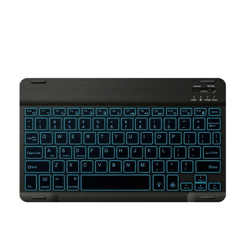 78 tuşları 10 inç RGB mobil Tablet telefon kablosuz klavye için renkli arkadan aydınlatmalı Blutoth klavye