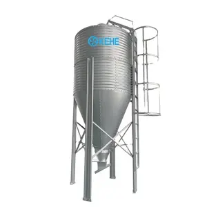 Yüksek kalite tam otomatik kanatlı hayvancılık çiftlik tavuk evi besleme sistemi için galvanizli tavuk besleme silosu tankı