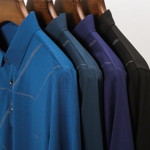 ANSZKTN Polo décontracté pour hommes d'âge moyen et jeunes hommes en soie de glace en nylon hautement élastique T-shirt à revers d'affaires léger - Product Image 3