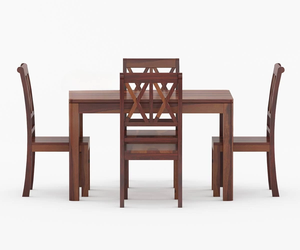 Ensemble de salle à manger Jodhpuri Woods 4 places en finition marron, avec structure en bois massif, design élégant, finition durable - Product Image 2