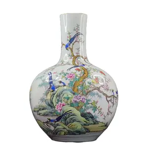 Antique hand-painted ceramic, enamel colored and luxurious longevity celestial sphere bottle