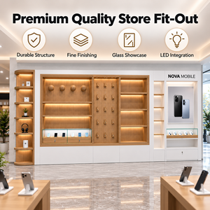 Ensemble d'agencement minimaliste sur mesure pour boutique de téléphonie, avec vitrine en verre à finition soignée pour salle d'exposition d'électronique grand public - Product Image 5