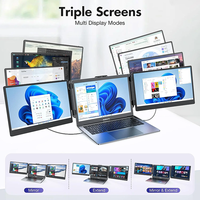 Écran d'extension d'ordinateur portable avec écran LCD IPS triple de 14 pouces, haut-parleur intégré USB pour usage professionnel