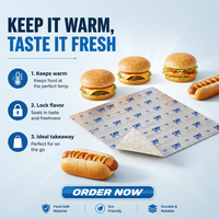 Papier nid d'abeille imprimé gaufré composite de qualité alimentaire, enduit de cire, laminé avec du papier d'aluminium pour hamburgers, sandwichs et hot-dogs de restauration rapide
