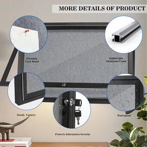 กระดานข่าวปิดล้อม KBW 24 "X 36" ประตูเดียวพร้อมกุญแจล็อคเพื่อความปลอดภัยทนทานและติดตั้งง่ายสำหรับสำนักงานโรงเรียน - Product Image 4