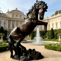 Sculpture de cheval en bronze antique décorative de jardin extérieur 3D artisanale personnalisée