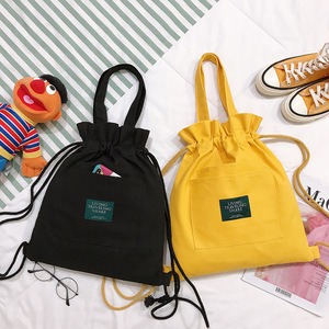 Nuevas Bolsas de Lona de Algodón con Cordón y Logotipo Personalizado para Viajes Escolares, Mochila con Cordón y Bolsillo con Cremallera - Product Image 1