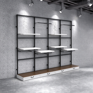 Présentoir de vêtements en métal noir avec logo personnalisé pour magasin de vêtements pour hommes, support de présentation de costumes pour hommes, présentoir de vêtements de vente au détail - Product Image 5