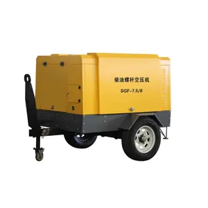 Compressor de ar de parafuso móvel portátil acionado por motor diesel para perfuração de poços na China para perfuração 650-1800 Cfm