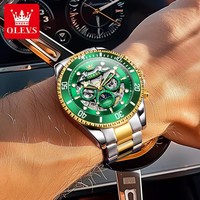 Montre automatique de luxe pour homme OLEVS 6715, mécanique, squelette, phase de lune, bracelet en acier inoxydable, étanche, lumineuse, pour affaires