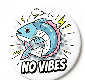 Pin de Solapa Redondo Personalizado con Diseño de Pez de Dibujos Animados, Insignia Metálica Impresa para Regalo o Decoración de Ropa - Product Image 1