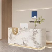 Mostrador de recepción moderno de madera blanca en oferta para hotel, gimnasio, oficina, tienda de ropa, mostrador comercial.
