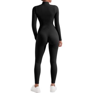 Mono Deportivo FOXA para Mujer, Manga Larga, Cuello Alto, Cierre Frontal con Cremallera, Acanalado, Elástico, para Yoga y Ejercicio - Product Image 6