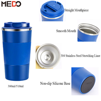 Mug de voyage isotherme 380 ml et 510 ml avec étui de protection en cuir, en acier inoxydable 304, portable, pour voiture, bureau, cadeau, personnalisable