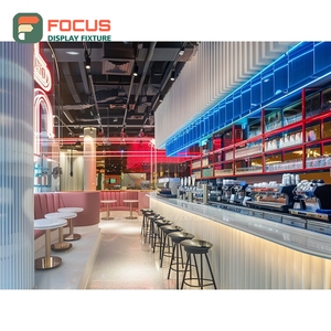 Vitrina de Café Personalizada con Frente de Vidrio Templado, Área de Exhibición de Botellas de Sirope, Vitrina Comercial para Cafetería - Product Image 2