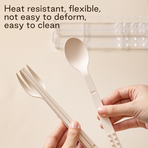 Anya hiện đại di động tái sử dụng PBT muỗng nĩa đặt từ <span class=keywords><strong>Flatware</strong></span> đặt du lịch cắm trại tùy chỉnh xử lý nhựa dao kéo với trường hợp - Product Image 3