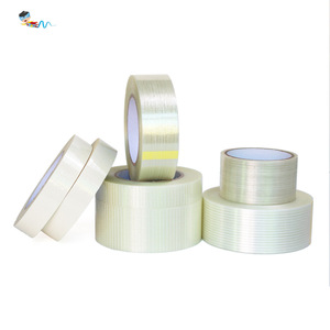 1- Recyclable Heavy Duty Straight and Cross Mesh Fiber <strong>Fiberglass</strong> <strong>Reinforced</strong> Filament <strong>Strapping</strong> Packing Self Adhesive <strong>Tape</strong>