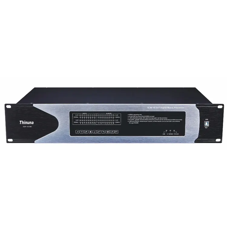 Thinuna DAP-1616M 프로 오디오 시스템 16*16 채널 미디어 매트릭스 회의 미디어 매트릭스 DSP 디지털 오디오 매트릭스 프로세서