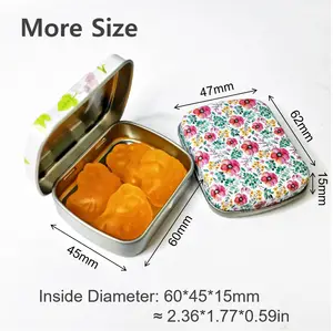 Reusable Gift Silver Square Hinge Candy Tin Case Packaging Metal Small Wholesale Custom Tin Can/Box
