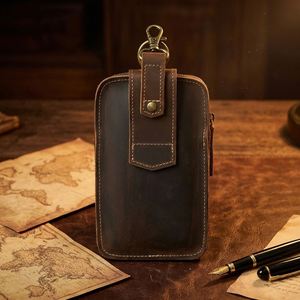 Bolsa de Cintura para Hombre, de Cuero Genuino, Duradera, Multifuncional, para Teléfono de 7 Pulgadas, Diseño Moderno, con Relieve, Novedosa, Promocional - Product Image 4