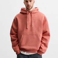 Sweat à capuche personnalisé pour homme avec poche kangourou avant, en molleton épais délavé, coupe oversize, idéal pour impression DIY sur vêtements vierges
